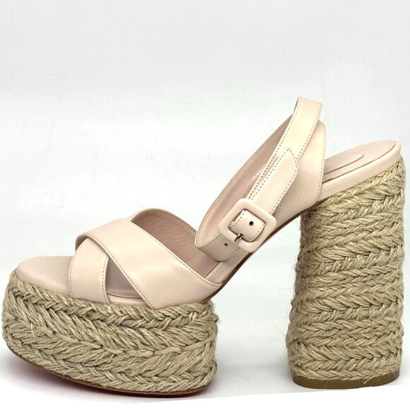 Christian Louboutin SUPER MARIZA 130 Platform Heels Espadrille Sandal Shoes - Picture 5 of 15